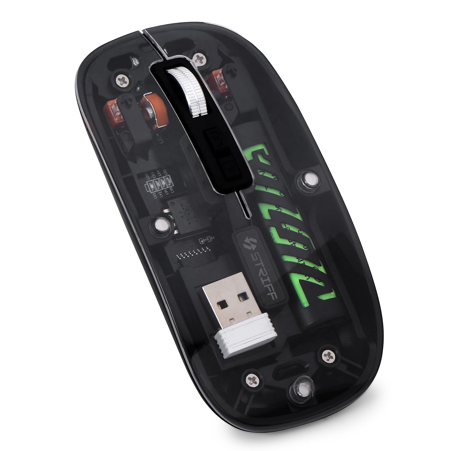 GEARBEST   Transparent with Dual Wireless (BT + 2.4 GHz), Wireless and Bluetooth Rechargeable Mouse, USB Receiver,LED Battery Magic Silm for Office/PC/Mac/Laptop/Apple/ipad. 
