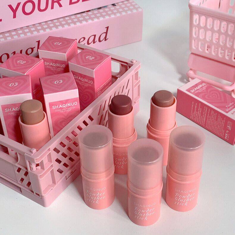 Waterproof Matte Face Blush Stick Long-lasting Natural Cheek Contour Tint Blush Cream Makeup Mineral Red Rouge Cosmetics. 