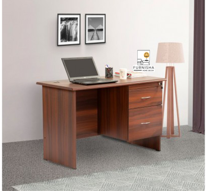 Furnisha Executive Office Table with | Work station Office Desk | Cash Counter Table (Finish Color Walnut) (Walnut). 