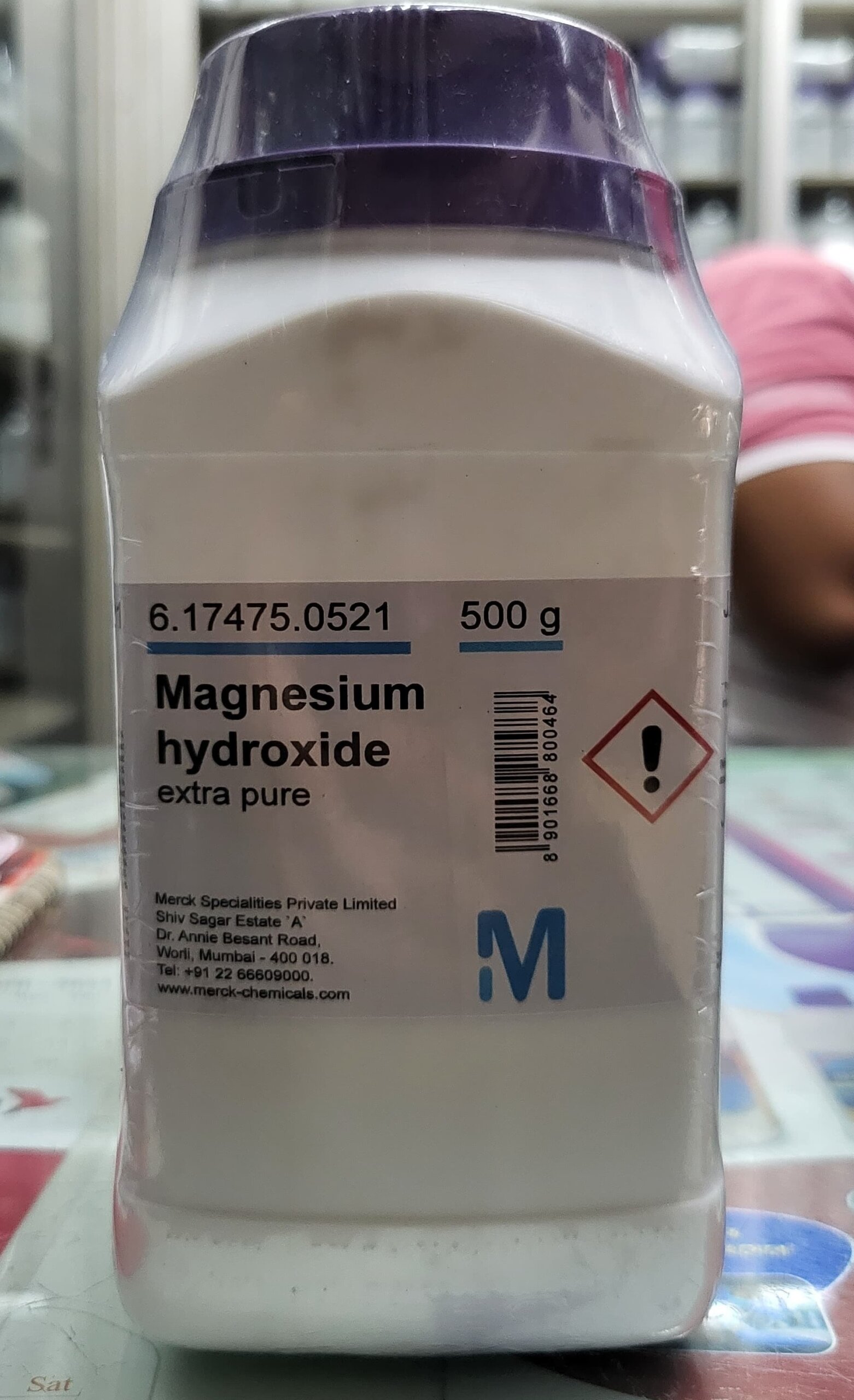 Magnesium Hydroxide 500gm Extra Pure. 