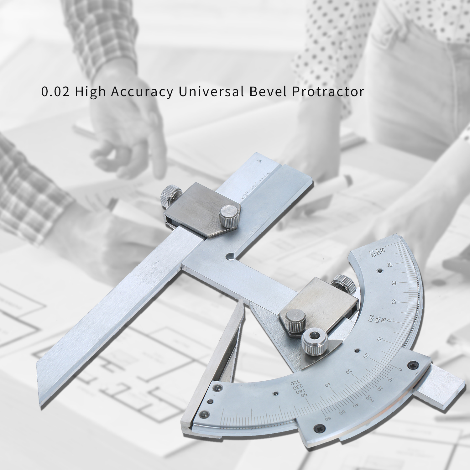 Carbon Steel Universal Bevel Protractor 0-320°Accuracy Angle Finder Measuring Ruler Tool. 