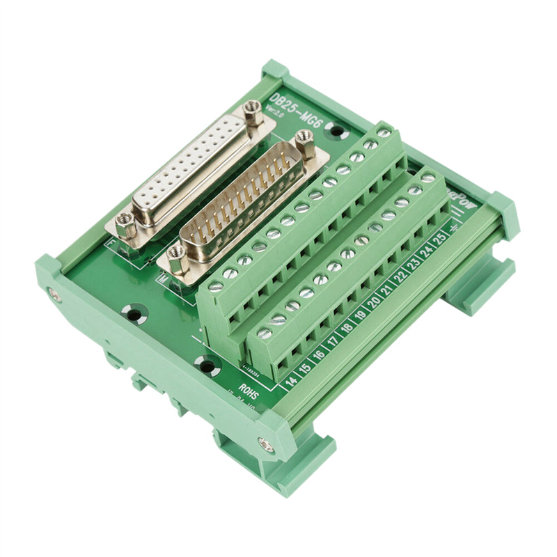 5X DB25 DIN Rail Mount Interface Module Male/Female Connector Breakout Board