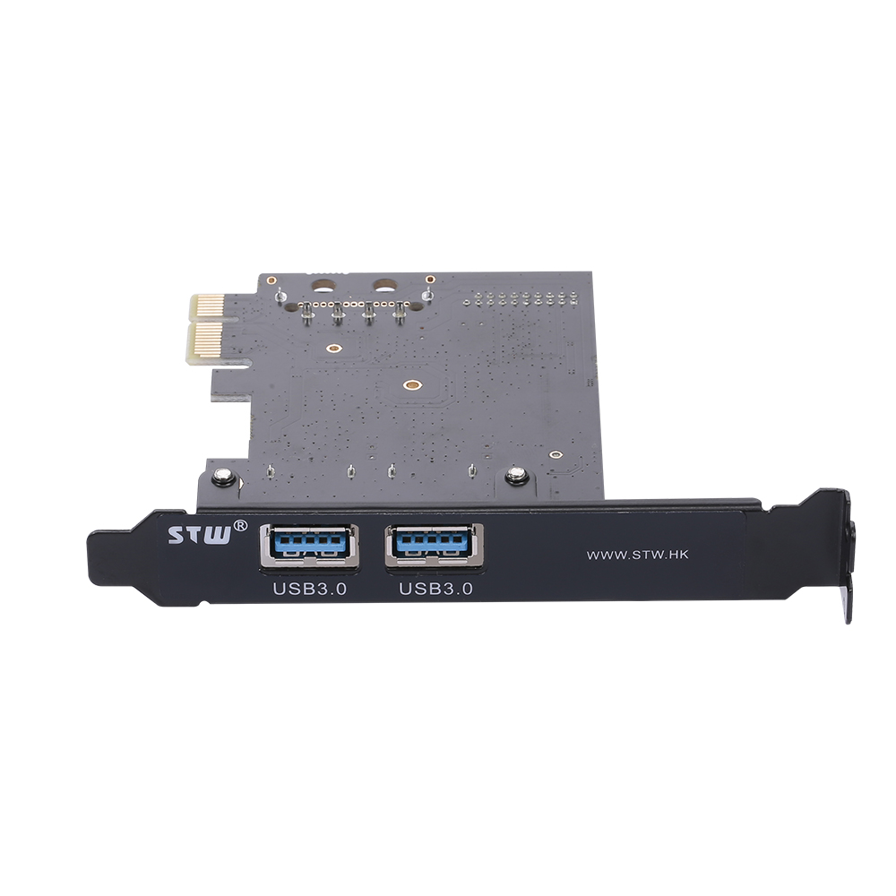STW PCI-E to USB 3.0 2-Port PCI Express Card Mini PCI-E USB 3.0 Hub Controller Adapter with Internal USB 3.0 19-Pin Connector and 5V 4 Pin Male Power Dual Port Connector. 