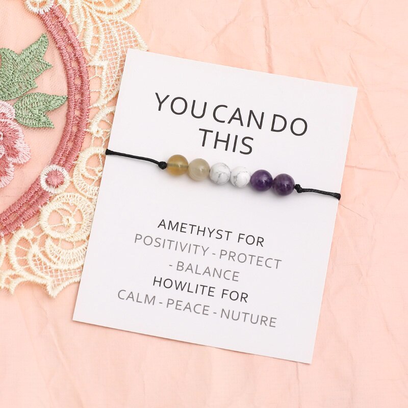 Natural Amethyst Crystal Bracelet Amethyst Howlite Motivating Bracelet Relaxing Jewelry Women Men Healing Crystal Bracelet Gifts. 