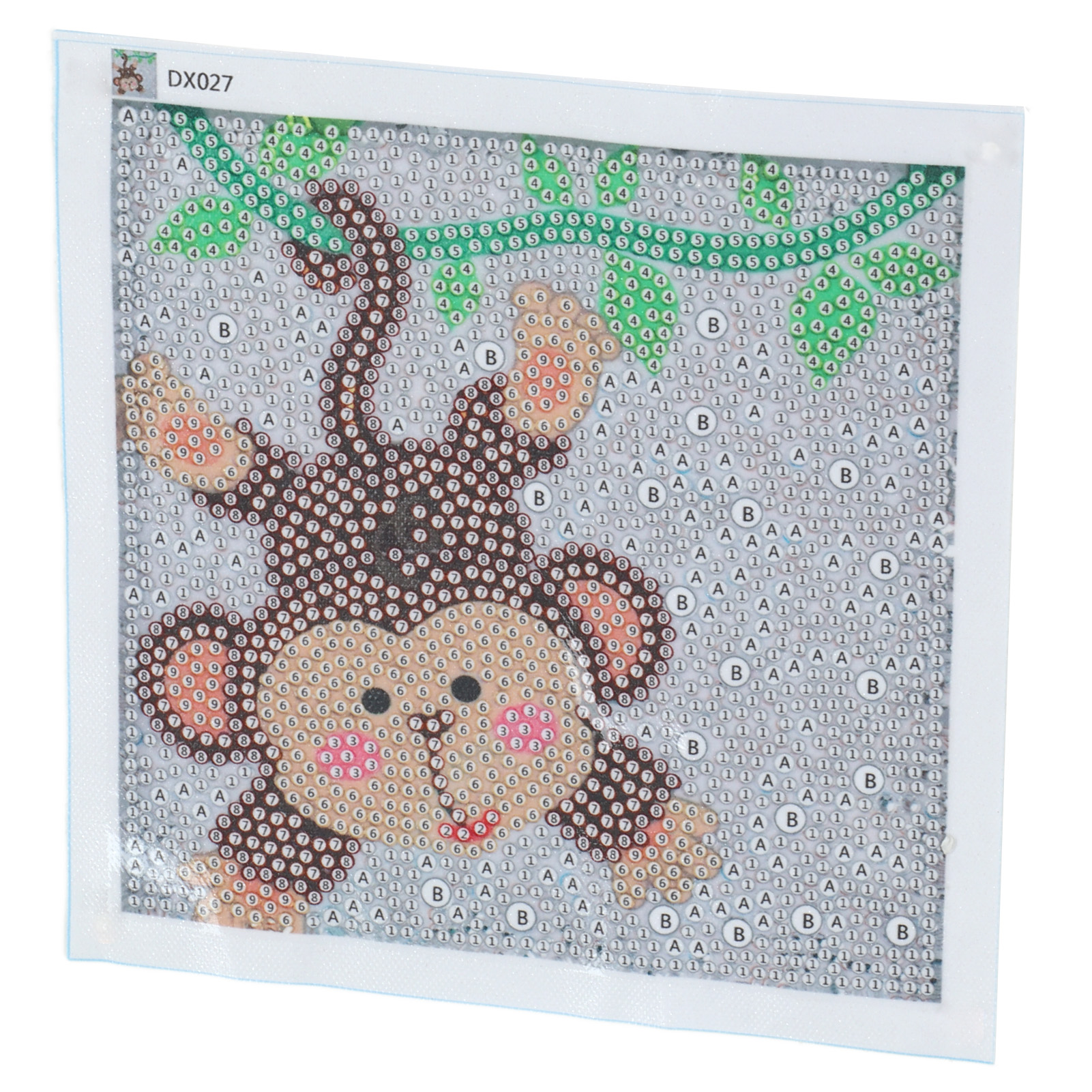 Rhinestone Painting Kit Shiny Cartoon Cute Monkey Pattern Simple Operation DIY 5D Art 17x17cm. 