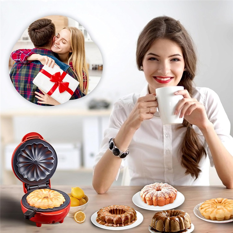 Mini Cake Maker Double-Sided Heating Portable Bundts Cake Maker Electric Cupcake Maker for Breakfast Snacks EU Plug. 