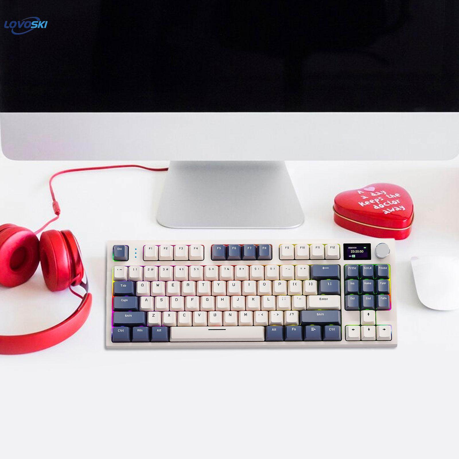87 Keys Gaming Keyboard Hot Swappable Multipurpose Ergonomic RGB Lighting. 