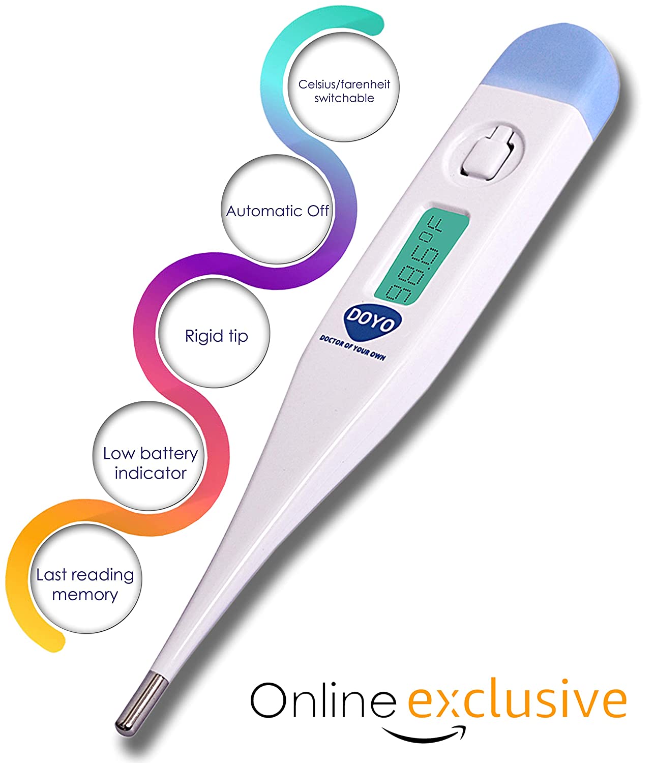Mini Thermometer for Fever Digital Temperature Meter in Celsius & Fahrenheit. 
