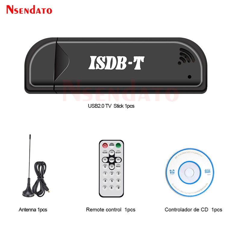 Mini Digital ISDB-T USB2.0 TV HDTV Tuner Stick Receiver Recorder With Remote Control Antenna for Brazil. 