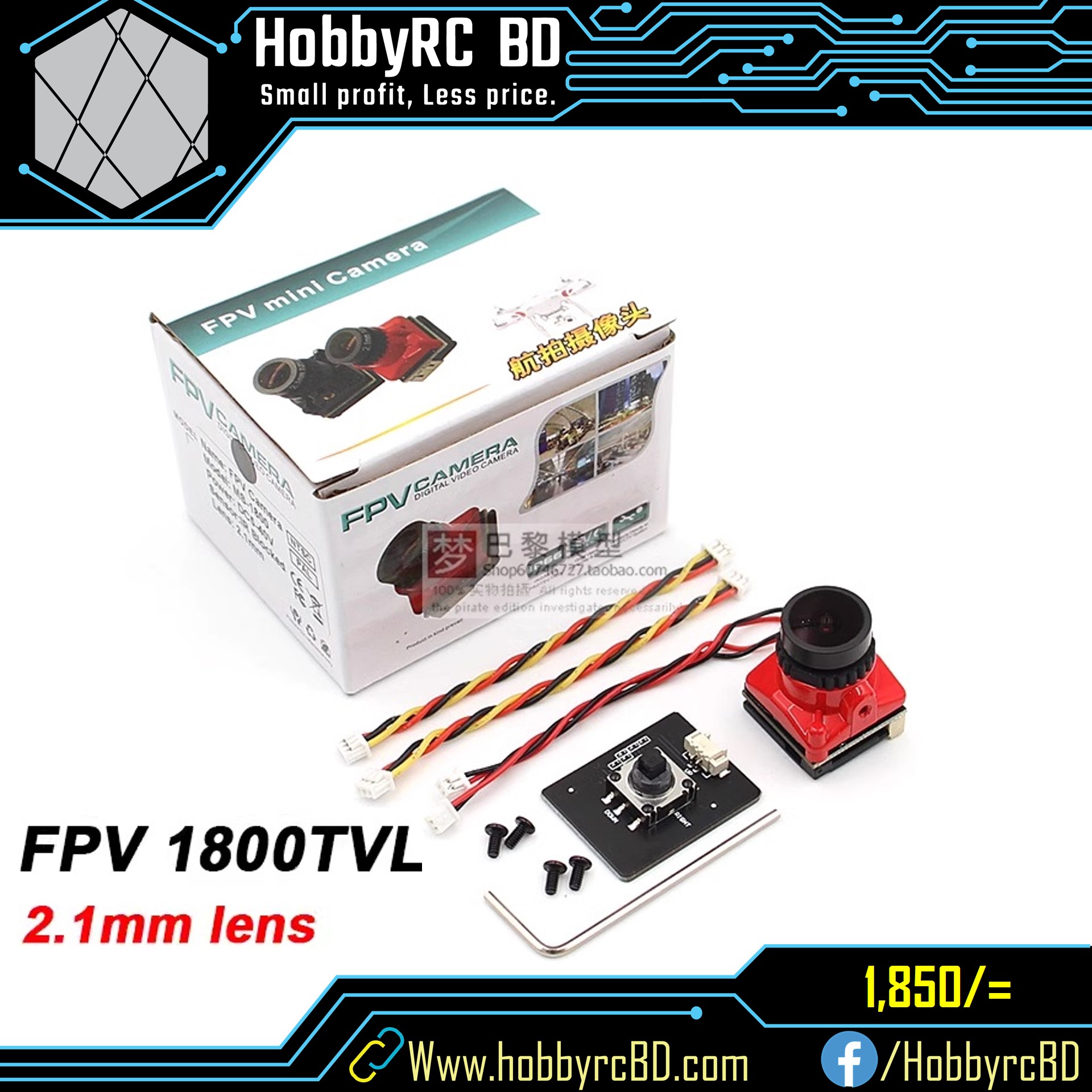 FPV Camera 1800TVL 2.1mm FOV 165° for FPV Racing Drone