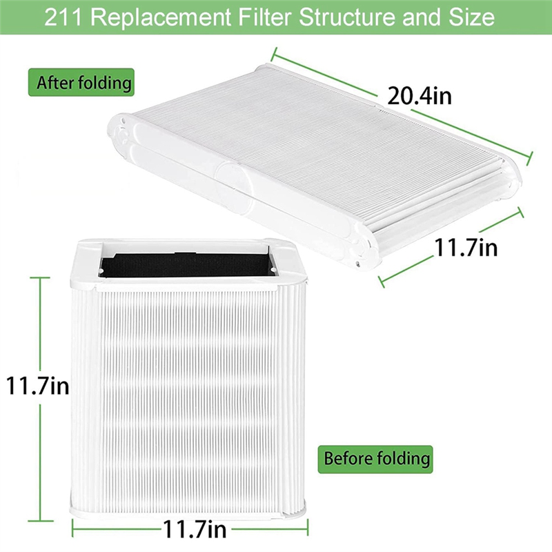 211 Filter Replacement Filters Compatible for Blueair Blue Pure 211+ Filter Foldable Max Air Purifier. 