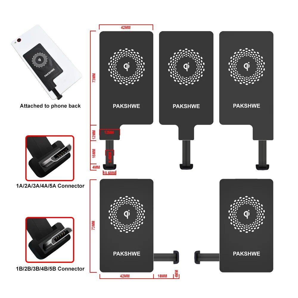 Android Qi Receiver Wireless Charger Adapter TI Solution Fast Charging for Huawei P9 All Micro-USB Type-C Phones. 