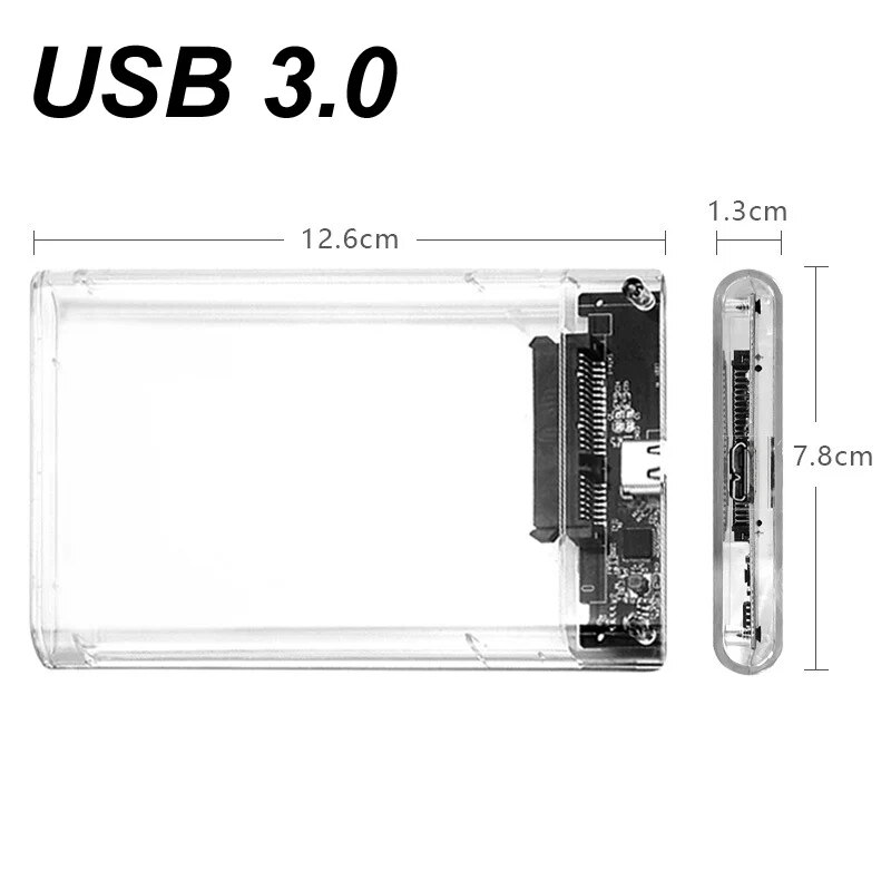 USB TYPE-C 3.1/3.0/2.0 HDD Enclosure 2.5inch Serial Port SATA SSD Hard Drive Case Support 6TB transparent Mobile External HDD. 