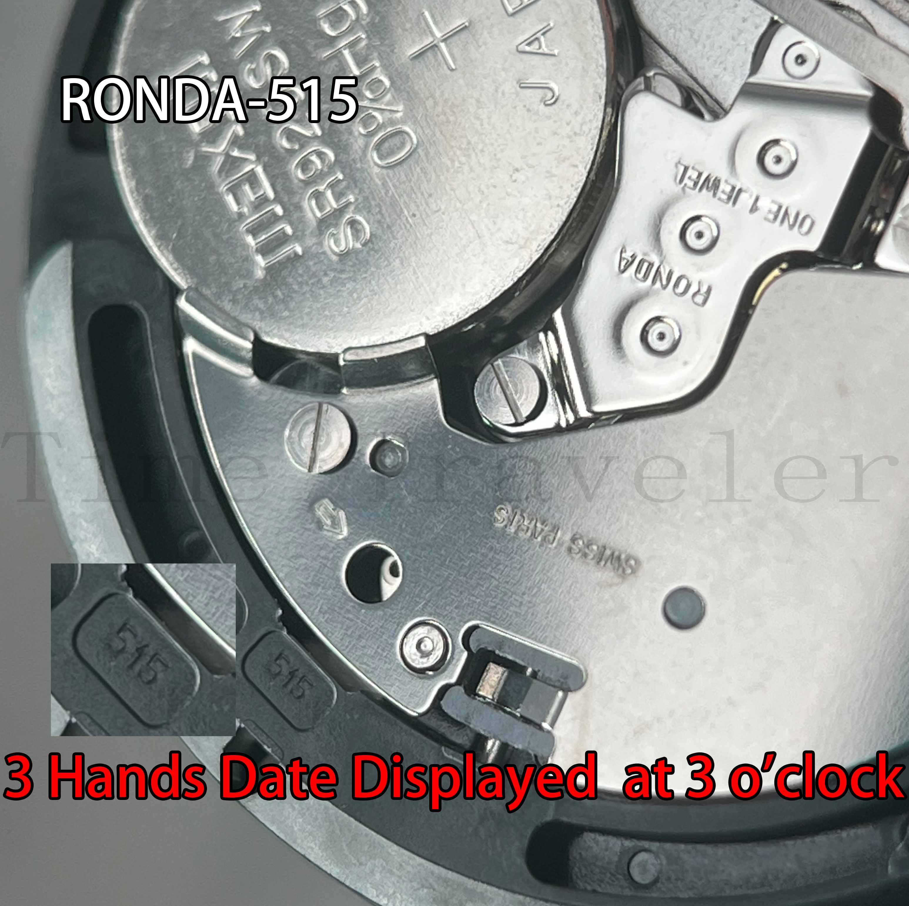 515 Ronda Quartz Movement Powertech Ronda-515-3 Size 3mm 11''' 25.60 Mm 3 Hands Date Displayed At 3 O'clock. 