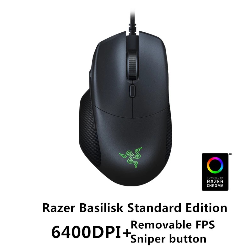 Razer Basilisk Essential Wired RGB Gaming Mouse 6400DPI Optical Sensor 8 Programmable Buttons Ergonomic Design. 