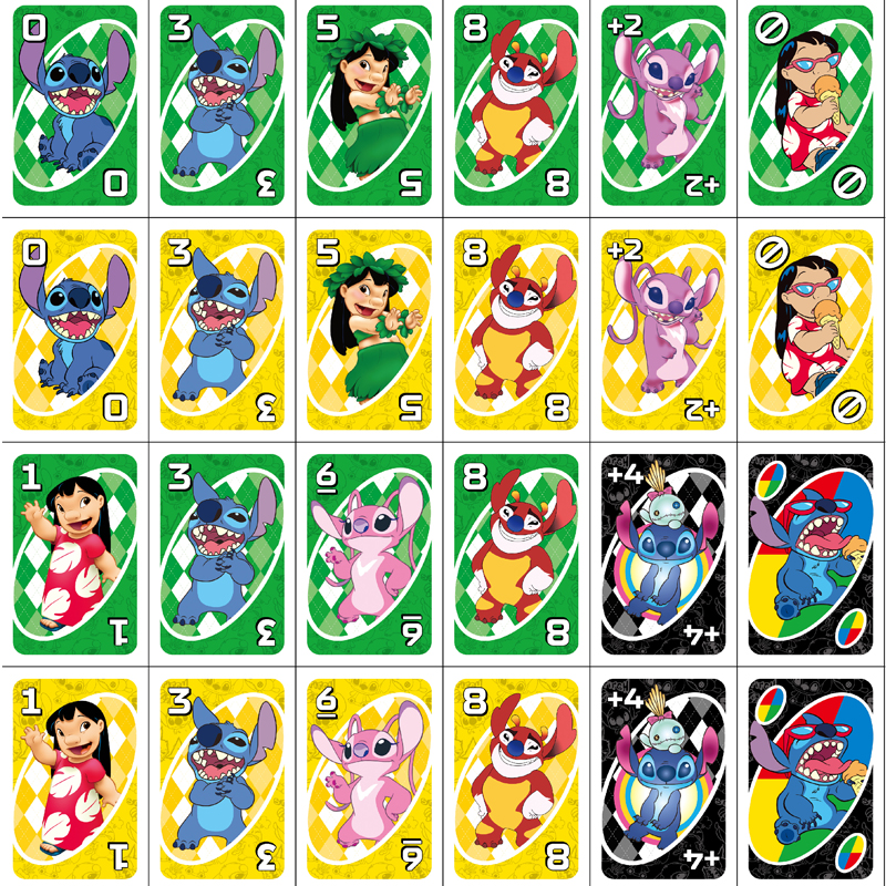 Mattel Games UNO LILO STITCH Card Game for Family Night Featuring Tv Show Themed Graphics and a Special Rule for 2-10 Players. 