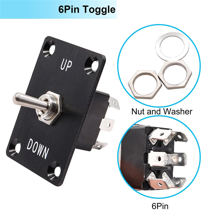 Momentary 6 Pin 3 Position (ON)-Off-(ON)UP/Down Polarity Reverse Switch Rocker Toggle Switches Black. 
