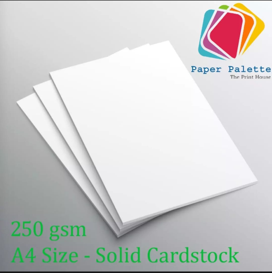 250 gsm A4 Size Solid cardstock Matte White Paper - 100 Sheet Bundle. 