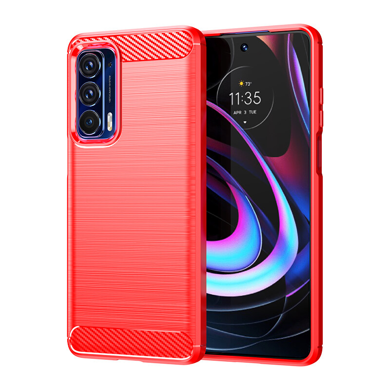 lthmy for Motorola Moto Edge 2021 Case Carbon Fiber TPU Soft