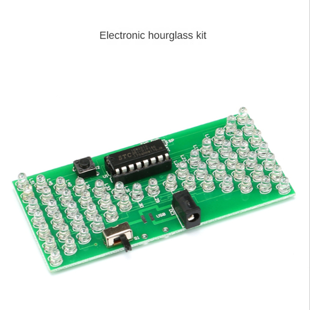 5V Electronic Hourglass DIY Kit Precise Analog Electronic Hourglass Kit with LED Lamp Double Layer Board 84X40mm. 