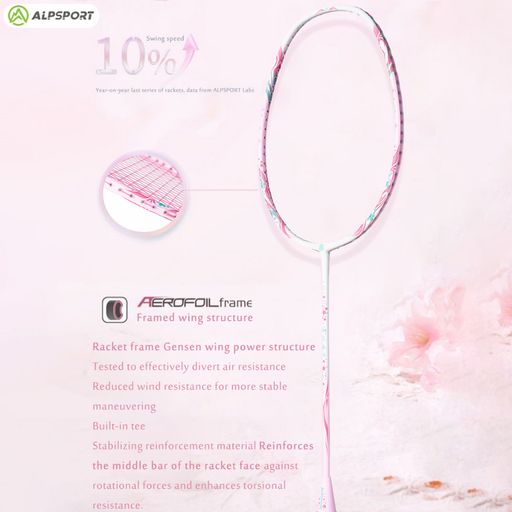 ALP-SPORTS ALP TX Women's Carbon Fiber Badminton Racket | 4U Lightweight (80-85g) | Pink/Purple Gradient Design | Professional Training & Competition | Free Delivery in Bangladesh. 