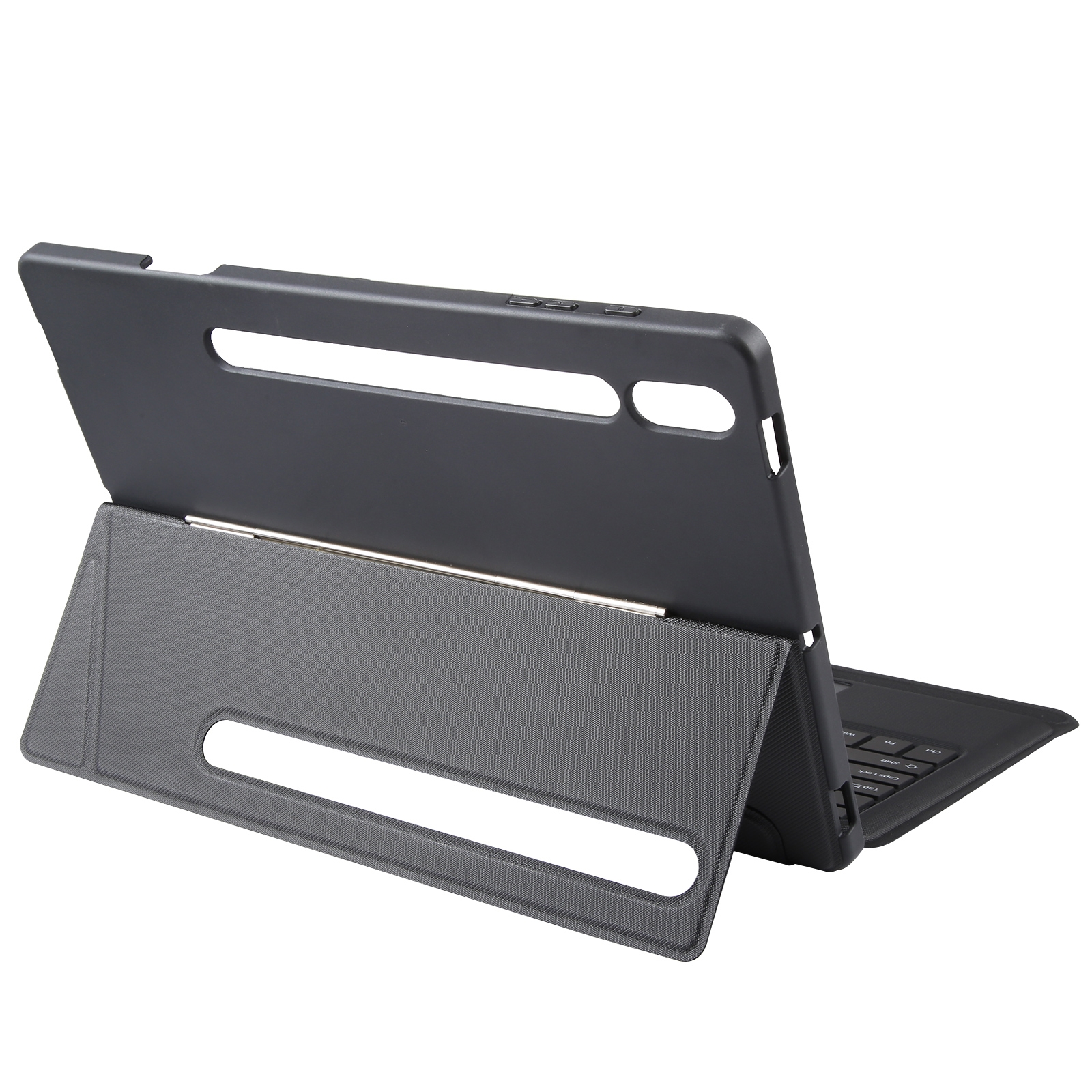 T970B-AS Pivot Backlight Upper Pen Tray Bluetooth Keyboard Leather Case For Samsung Galaxy Tab S7+/S7 FE/S8+. 