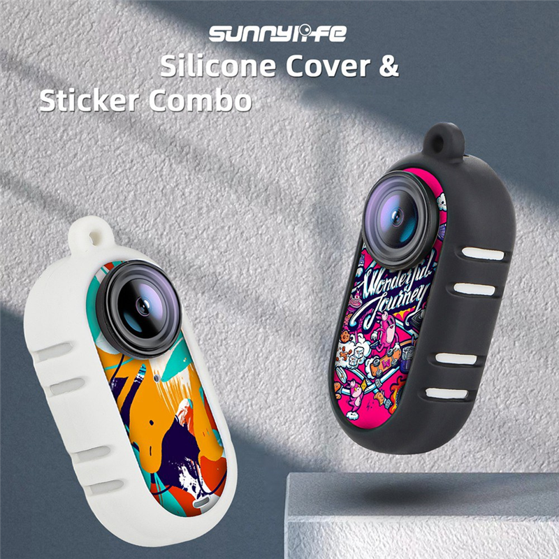 SUNNYLIFE for Insta360 Go3 Heat Dissipation Silicone Cover Thumb Camera Sticker Lens Cover Protective Case Hanging Cord Set B Easy Install Easy to Use. 