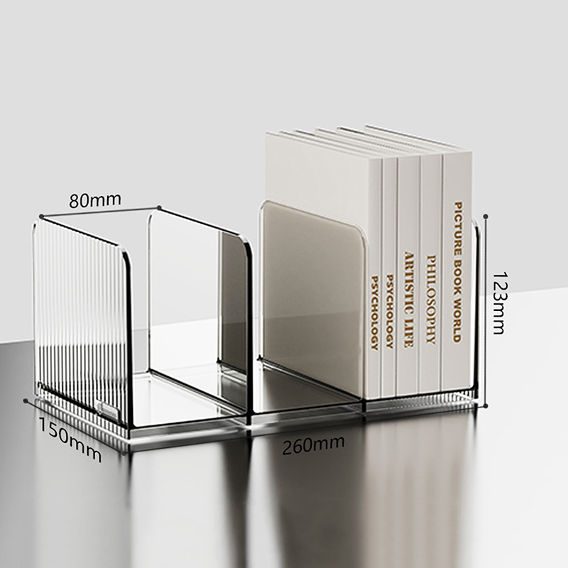 Transparent Bookends Stand Bookshelf Desktop Decorative Storage Rack ...