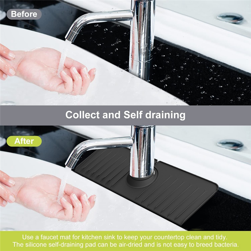 2Piece Faucet Mat Faucet Handle Drip Catcher Tray Flexible Sink Splash Guard Behind Faucet for Kitchen Counter, Bathroom. 