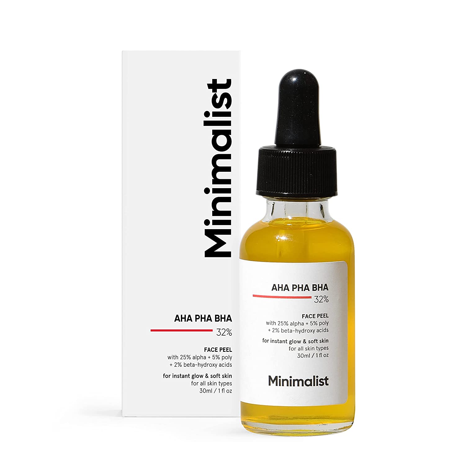 Minimalist 25 % AHA + 2% BHA + 5% PHA Peeling Solution for Glowing Skin, Smooth Texture & Pore Cleansing-30 ml