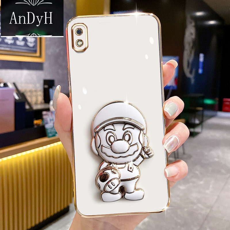 AnDyH For Samsung Galaxy A10 M10 A01 M01 Case 3D Stereo Super Mario Stand Phone Case. 