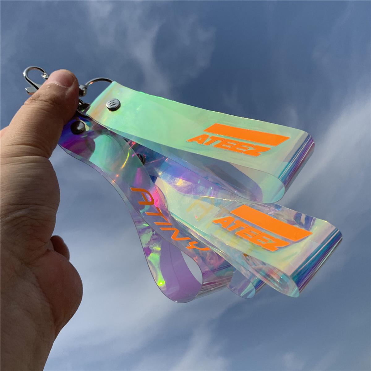 Kpop ATEEZ keychain Mobile Phone Strap Laser PVC Hand Name Article Handbag Pendant Key chain Mobile Phone Charm YUNHO