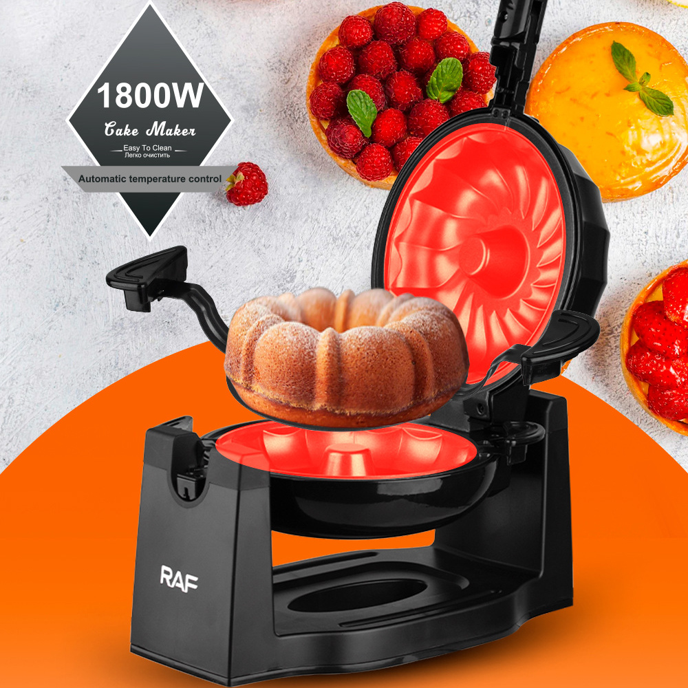 GC Household Cake Machine, Stainless Steel Rotating Cake Maker With Non-stick Plate, 1800W Even Heating, Locking And Cool Touch Handles, For Commercial Use, EU Plug. 