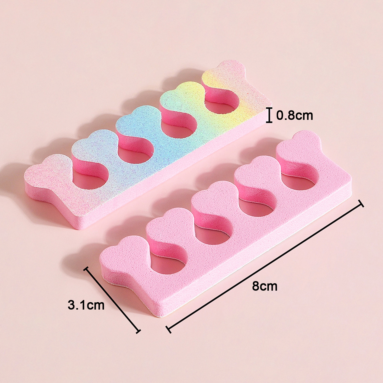 100pcs Gradient Color Toe Separators Easy to Use Beautiful Design Multifunctional Toe Splitters for Southeast Asian Buyers. 