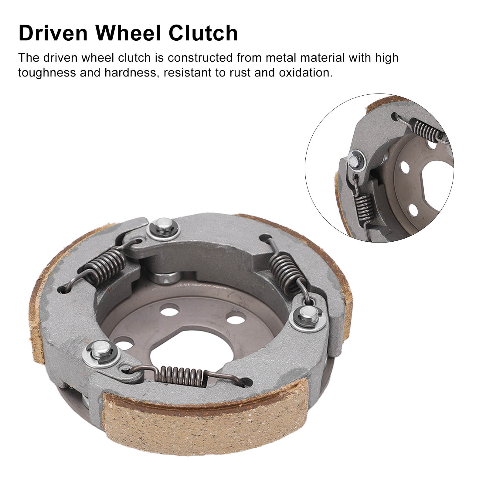 Driven Wheel Clutch, Metal Centrifugal Shoes Clutch 3 Friction Plate for Maintenance Replacement for GY6-50/60/80CC Engine. 
