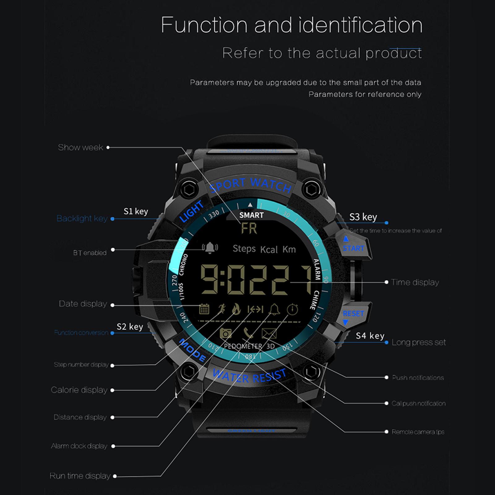 LOKMAT MK16 Sport Smart Watch Bluetooth Digital Men Clock Pedometer IP68 Waterproof Smartwatch Fitness Tracker For iOS Android. 