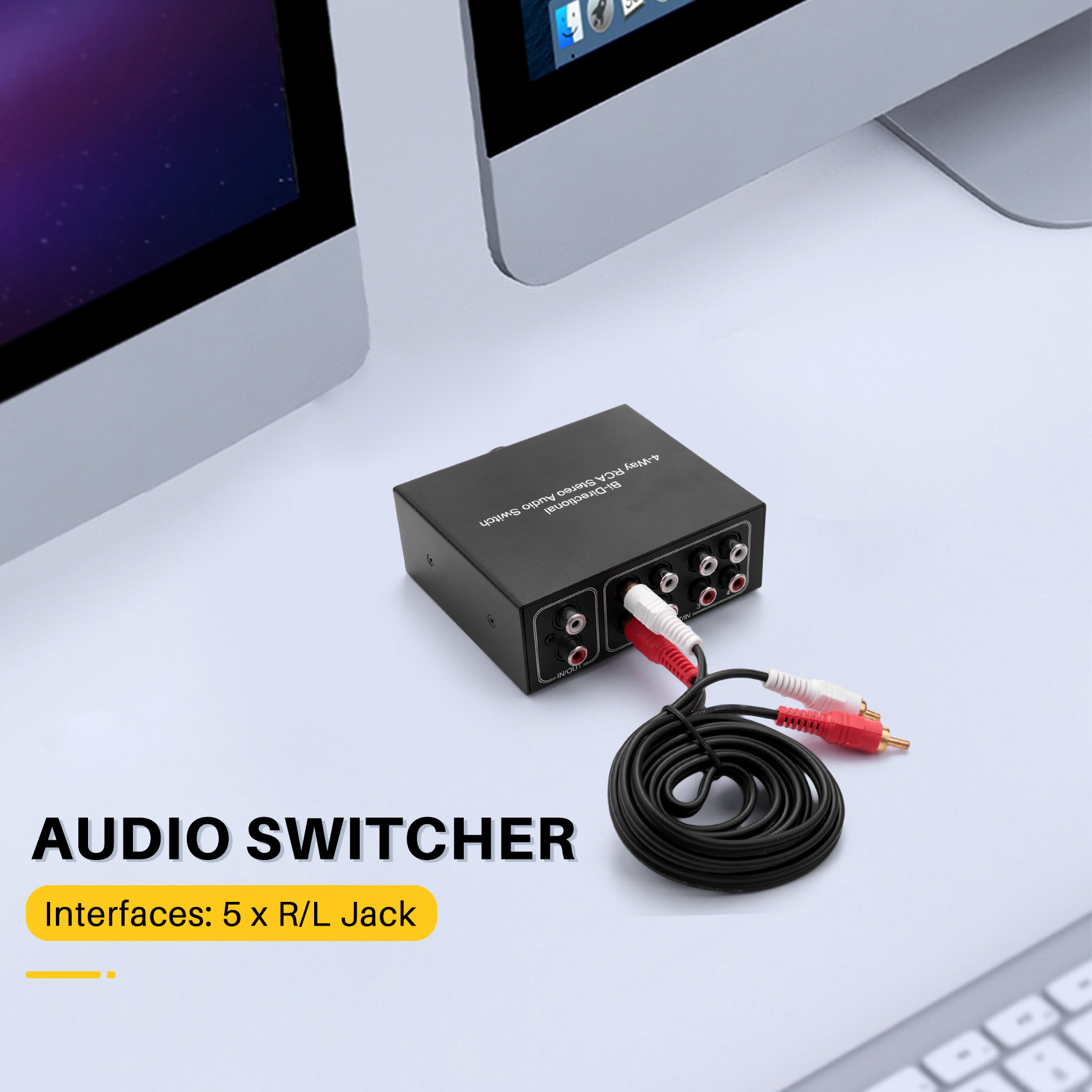 4 Way Bi-Directional Stereo Audio Switch L/R Jack Audio Switcher. 