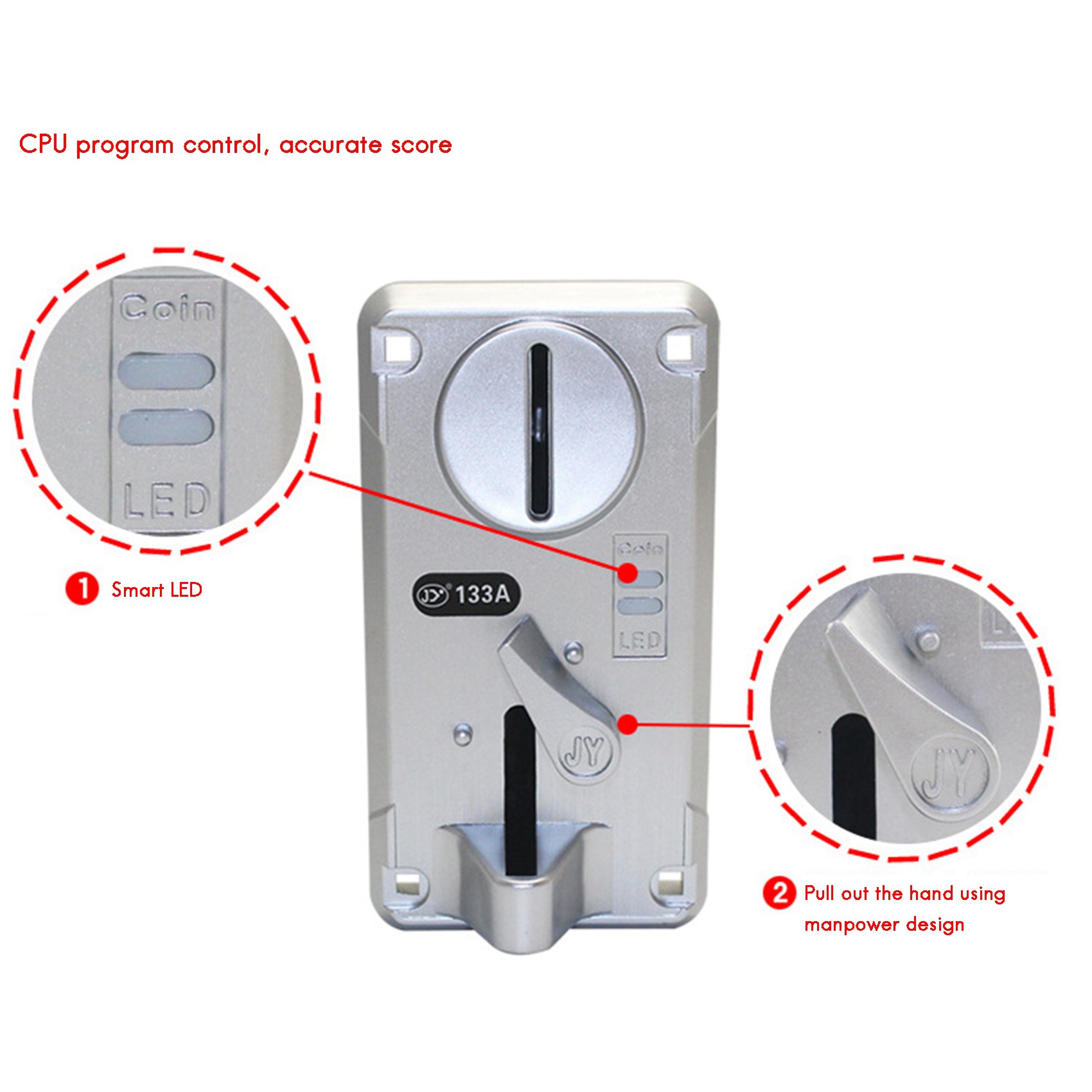 3X Coin Acceptor Coin Pusher JY133A CPU Arcade Coin Selector for Vending Machine Arcade Game Ticket Exchange. 