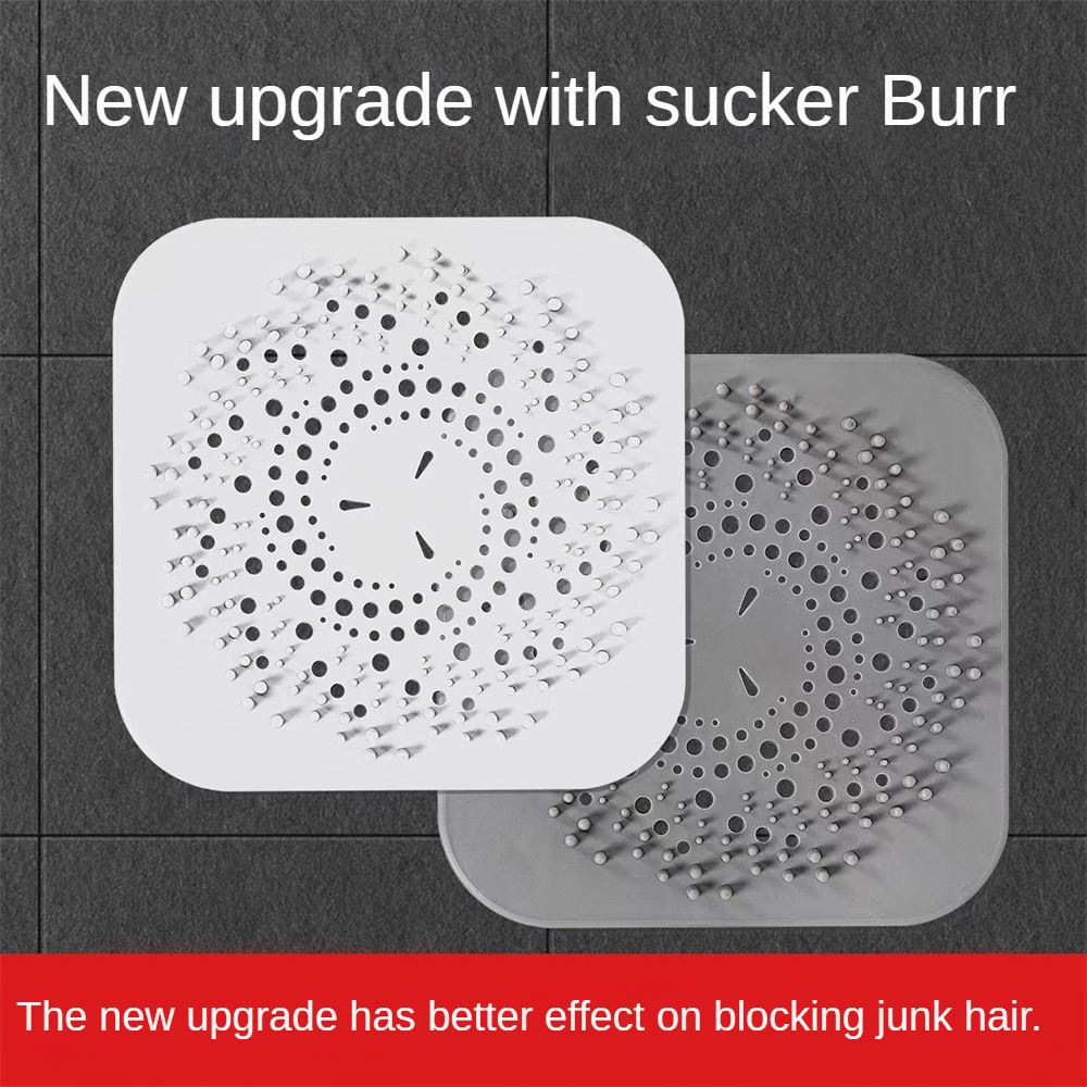 Sink Anti Clog Dense Mesh Hair Filter Sewer Mouth Filter Bottom Suction Cup Square Household Products Floor Drain Cover Tricolor. 