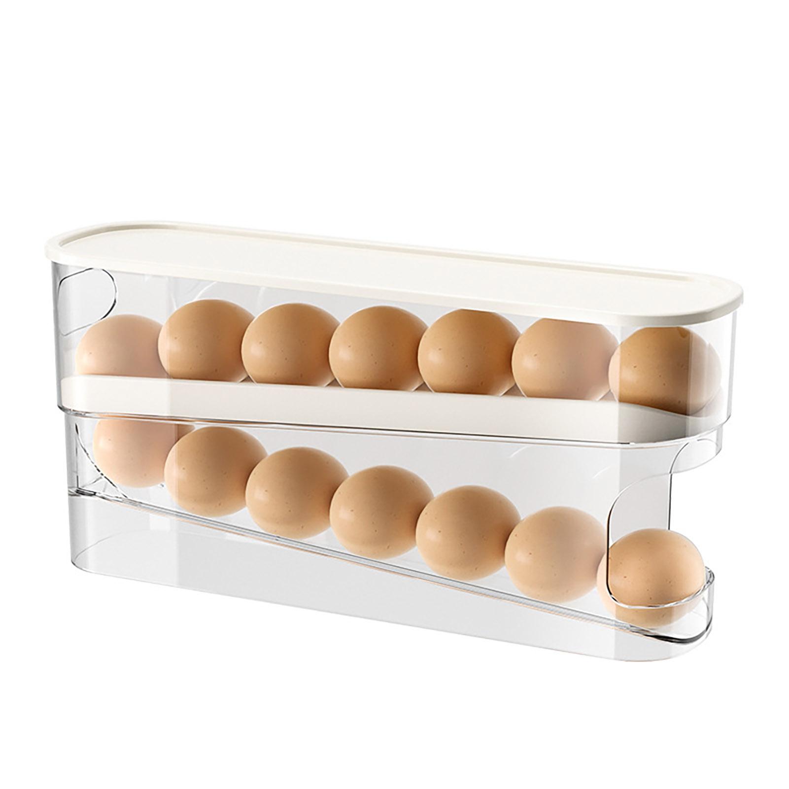 Lumina Double-layer Egg Tray Double-layer Egg Holder Box for Refrigerator Spe-saving Automatic Dispenser for 12 Eggs -drop Egg Organizer Kitcn Storage Solution Egg Storage Container