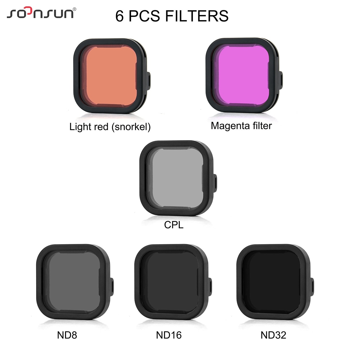 SOONSUN CPL ND8 ND16 ND32 Filter for GoPro Hero 10 9 Black Red   Color Filter Kit Go Pro 9 Nd Filter Camera Lens Accessories. 