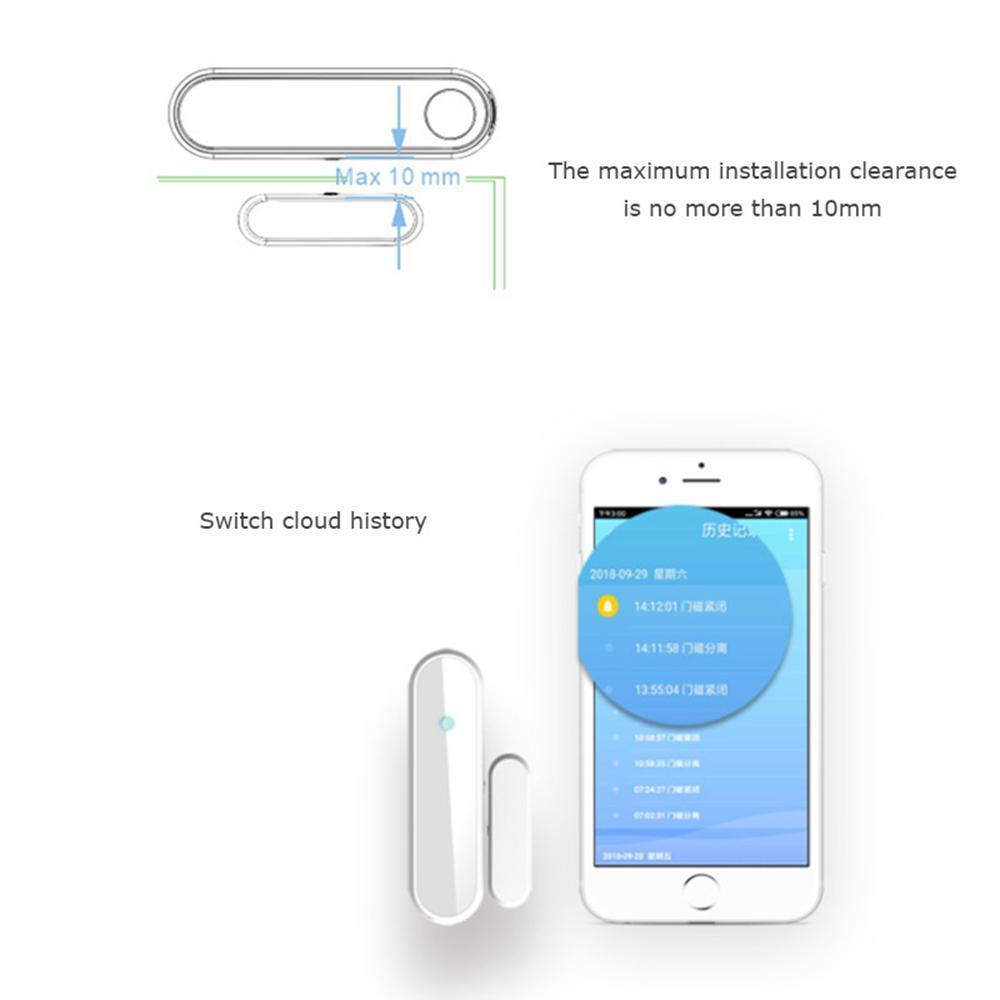 Window Door Sensor, WIFI Wireless Magnet Door Open Sensor Alarm with APP Control, Anti-Burglar Security Alarm System for Home, Garage and Shop Store. 
