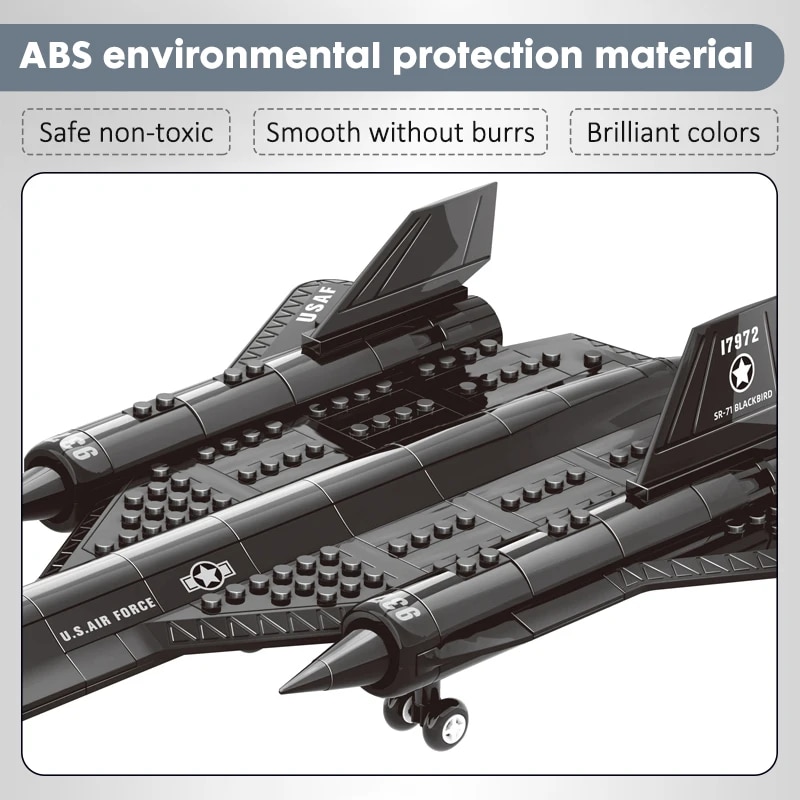 US Air Force SR-71 Blackbird Reconnaissance Airplane Alloy Model Fighter Assembling Building Block Toy Children Block Toys Gift. 