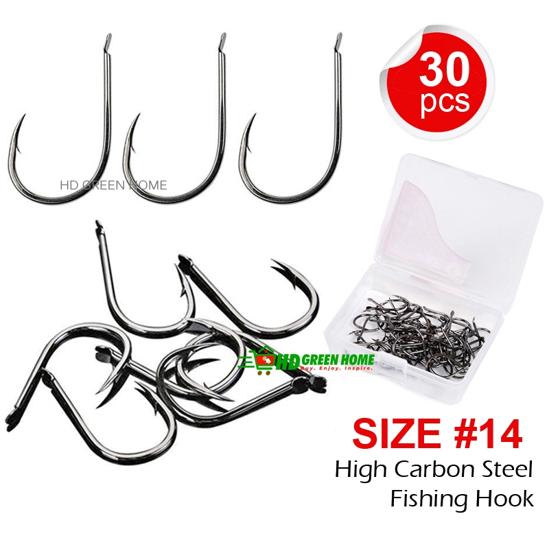 30 Pcs X Fishing Hook Size 14 Flat Head Iseama High Carbon Steel Sharp  Barbed Fishing Hooks - Fishing Accessories
