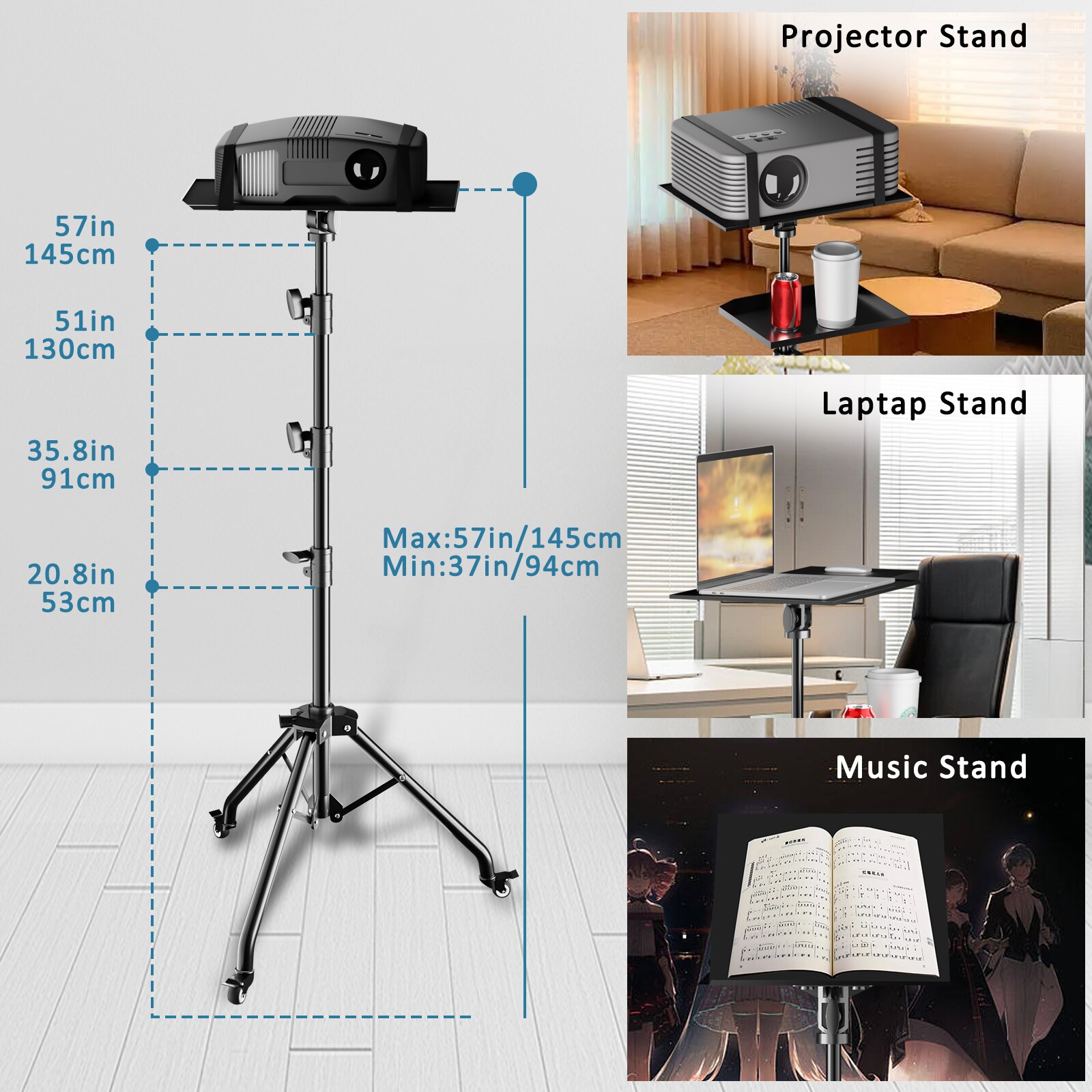 HXSJ Projector Tripod Stand-Laptop Tripod Adjustable Height DJ Mixer Standing Table Outdoor Computer Desk Stand for Stage orStudio. 
