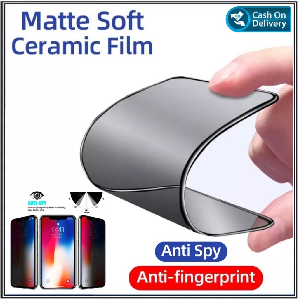 （3 in 1） Realme C53 Anti Spy Soft Ceramic Matte Privacy Tempered Glass for Realme C55 C30 C30s C33 C35 C21Y C20 C11 Shockproof Phone Case. 