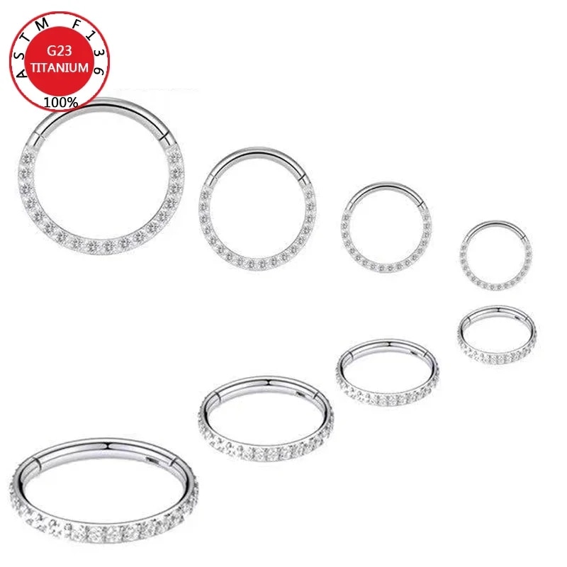 G23 Titanium Nose Rings Piercings High Quality Zircon Stone Hight Segment Open Small Septum Piercing Earrings Helix Body Jewelry. 