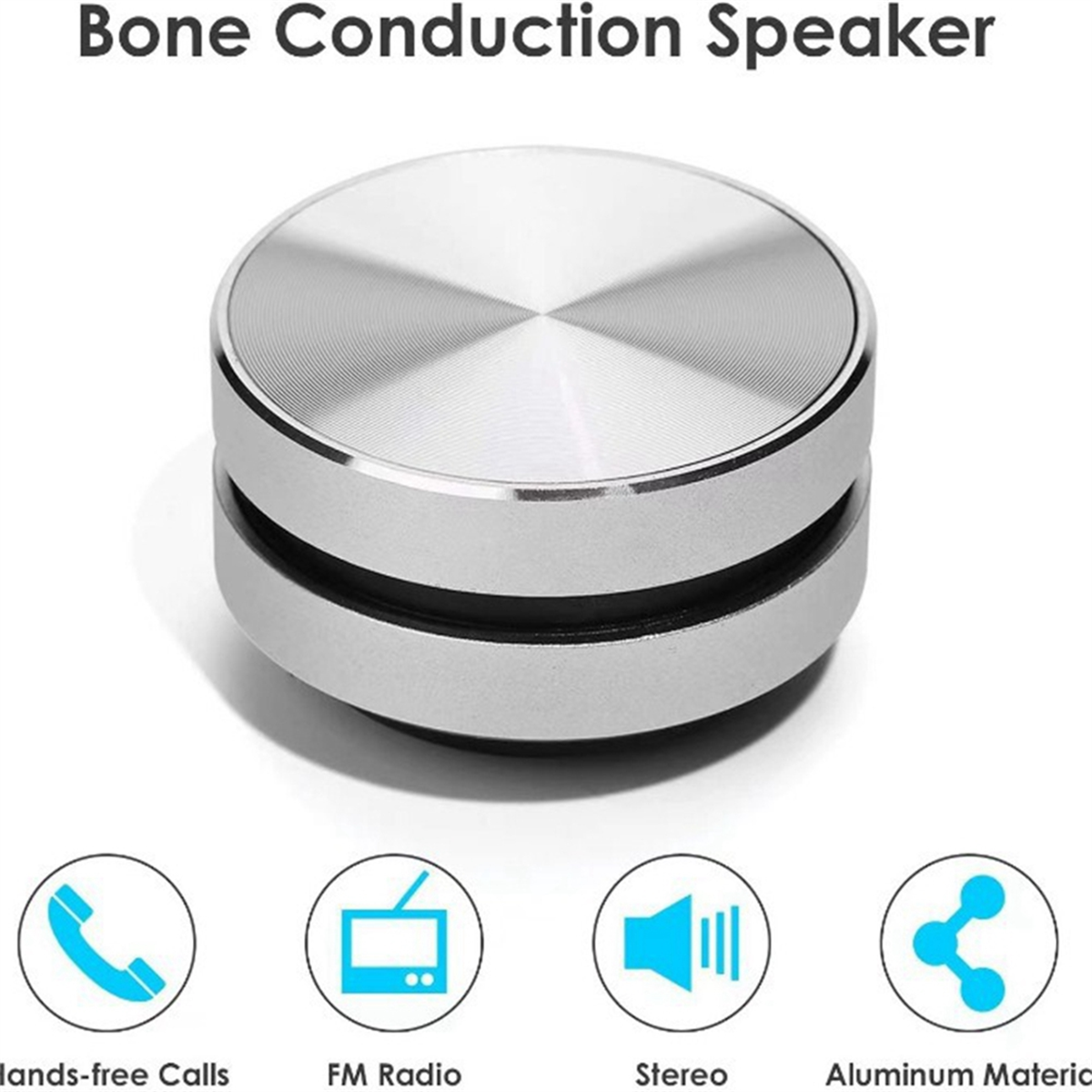 Portable Mini Bluetooth Speaker Turns Anything Into A Speaker Wireless Bone Conduction Induction Vibration (Silver). 