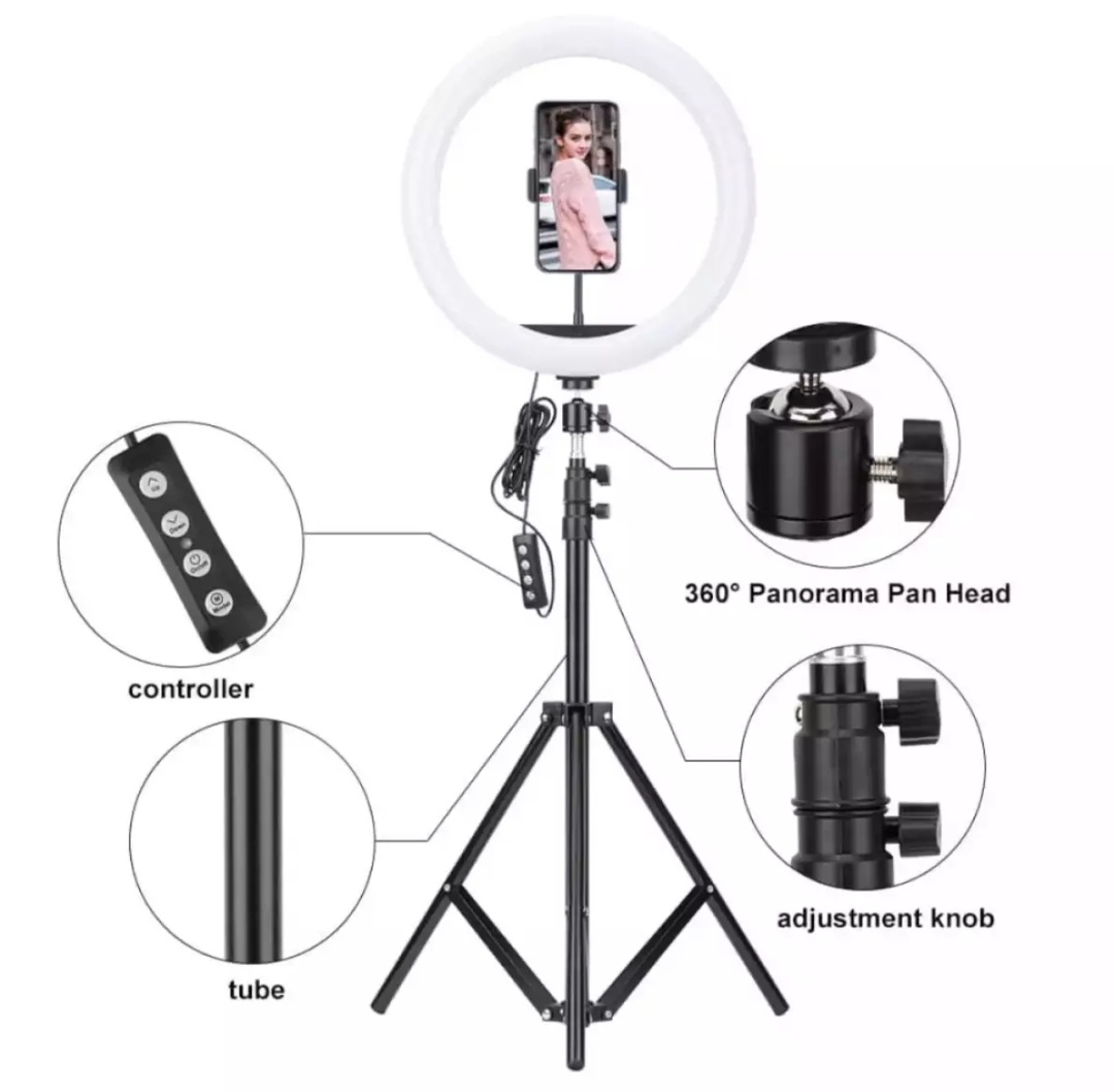 12" Ring Light with Boom Arm, LED Circle Light Desk Tripod Stand with Wireless Remote Control for TikTok/Makeup/Vlog/Streaming Online/Meeting. 