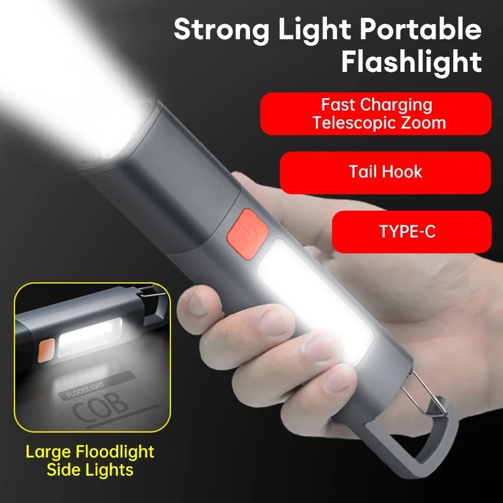 Super Bright COB Side Lights LED XPE Mini Portable Torch Zoomable Waterproof Outdoor Fishing Hunting Camping Flashlight_D Shop. 